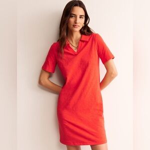 Boden Ingrid Polo Cotton Dress. Size: 8L. Color: Poppy Red. D1004-RED